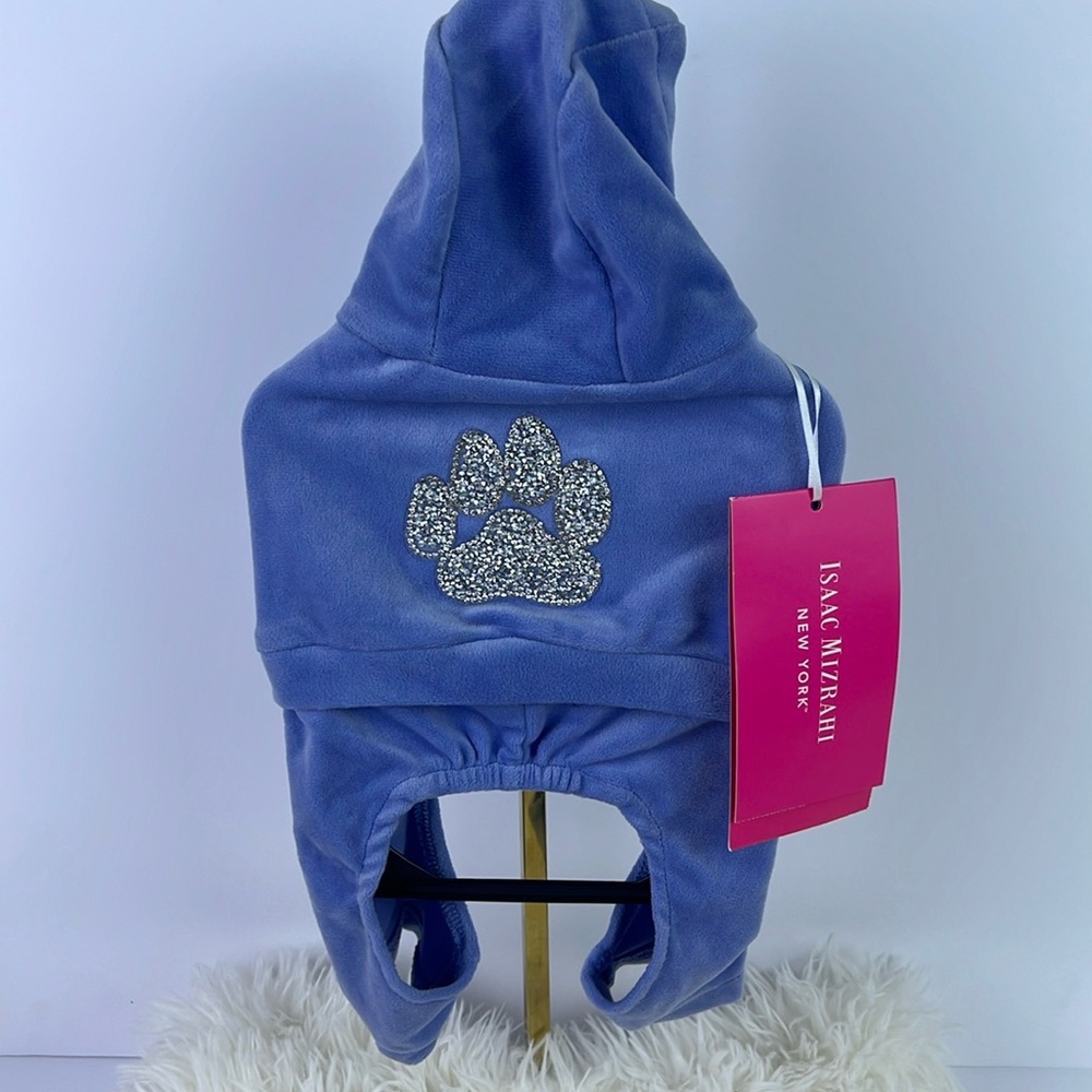 Isaac Mizrahi Blue Dog Hoodie with Silver Paw